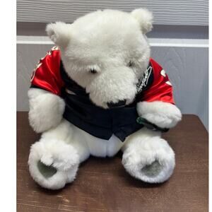 Dale Earnhardt Coca-Cola NASCAR White Teddy Polar Bear with Black Racing Jacket